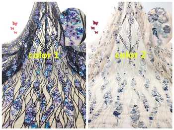 

Jolin-6.2901 Hot selling african sequins lace fabric tessel fringel embroidered tulle mesh lace fabric