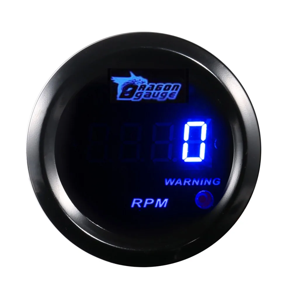 2 inch 52mm 12V Car Tachometer Gauge Blue LED Digital Electronic 0 9999