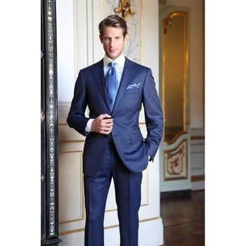 

Custom Made Royal Blue Groom Tuxedos Official Custom 2018 Wedding Formal Men Suit Bridegroom Business mens suits (Jacket+Pants)