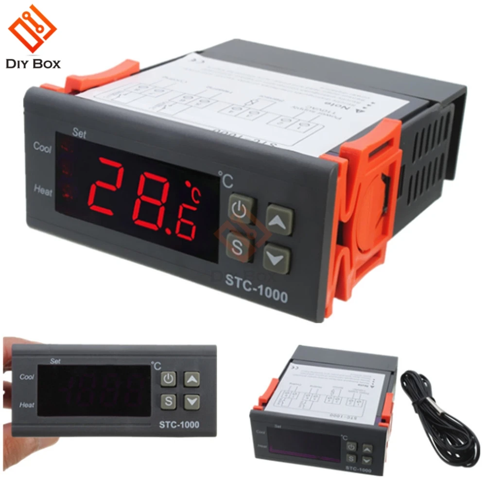 STC-1000 ACDC 12V 10A Digital LED Termostato Sensor Controlador de