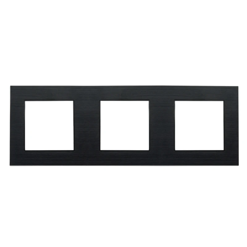 DIY на заказ для настенного выключателя только рамка панели Черная алюминиевая металлическая панель рамка Singel, двойная, тройная, четырехместная панель - Тип: Triple Panel
