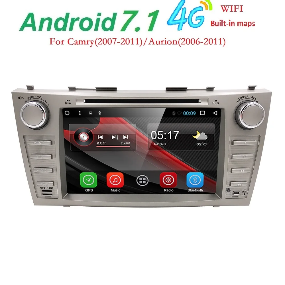 Excellent Android8.0/8Core 4Core/Android7.1/8.1 Car DVD Player For Toyota Camry 2008-2011 GPS Navi SD/USB Touch Screen Radio mp3 Bluetooth 2