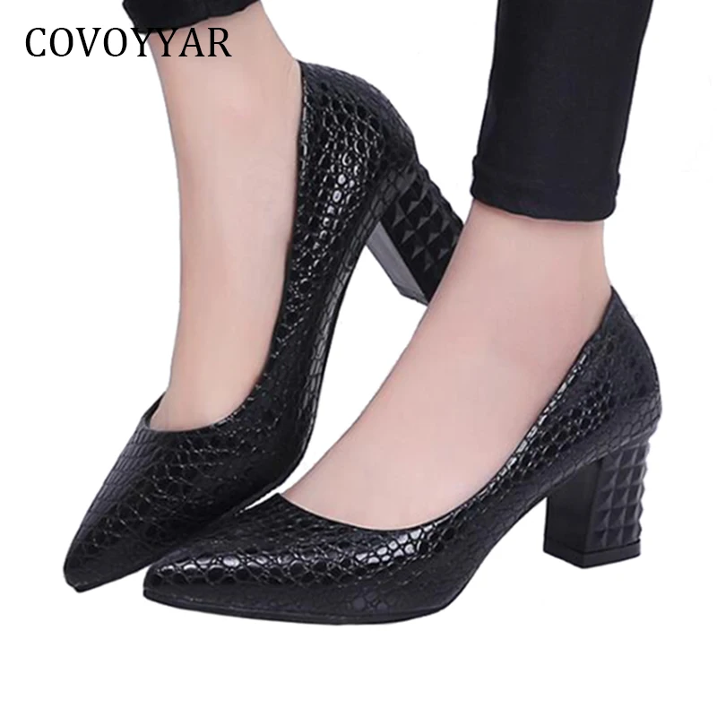 

COVOYYAR Sexy Snake Print Women's Pumps Lady Office Shoes 2018 Spring Autumn Pointed Toe High Heels OL Shoes Plus Size 40 WHH617