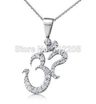 

fashion 50pcs a lot Solid rhodium plated Large Om AUM Pendant Necklace(A100031)