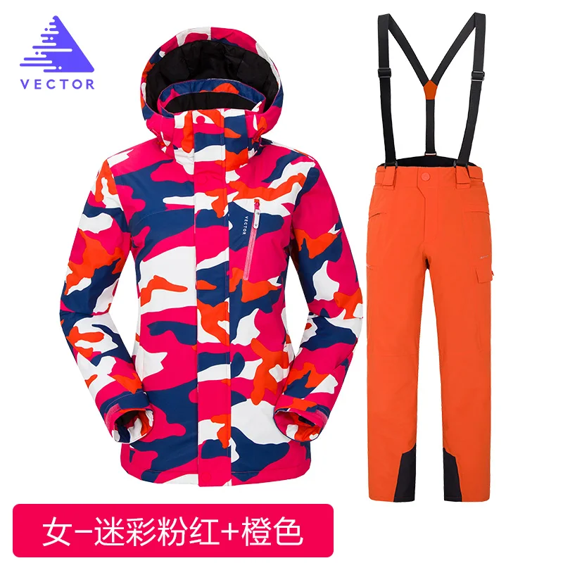 Бренд VECTOR лыжный костюм женский теплый водонепроницаемый лыжный костюм набор дамские уличные спортивные зимние пальто сноуборд снежные куртки и брюки - Цвет: Set 6