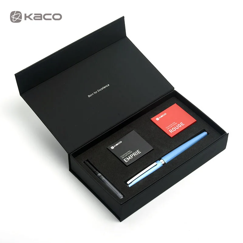 

KACO BALANCE Brushed Metal Aluminum Fountain Pen, Schmidt Converter High-end Fine Nib Ink Pen with Gift Box for Office Business