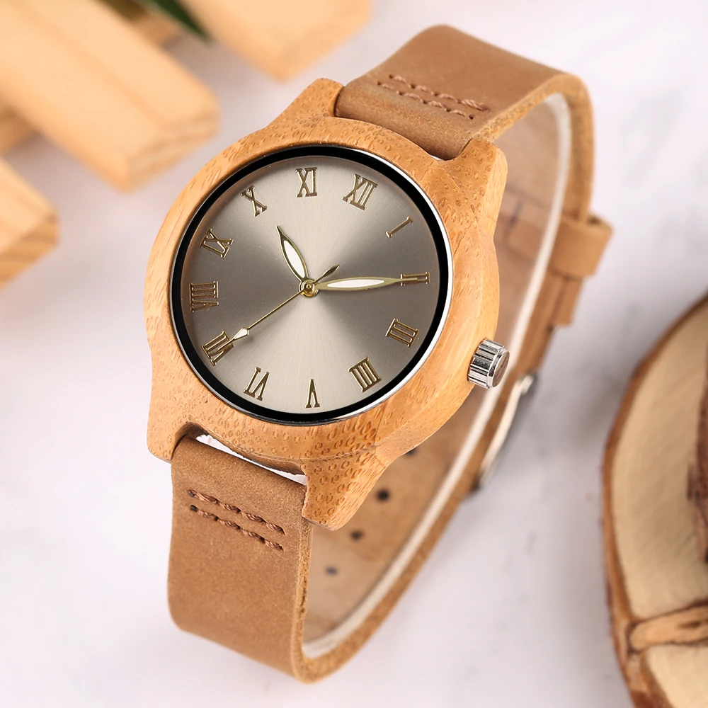 YISUYA Sunshine Face Bamboo Wooden Wrist Watch Women Fresh Dress Nature Wood Quartz Ladies Clock Bangle Timber Watches Relogio (8)