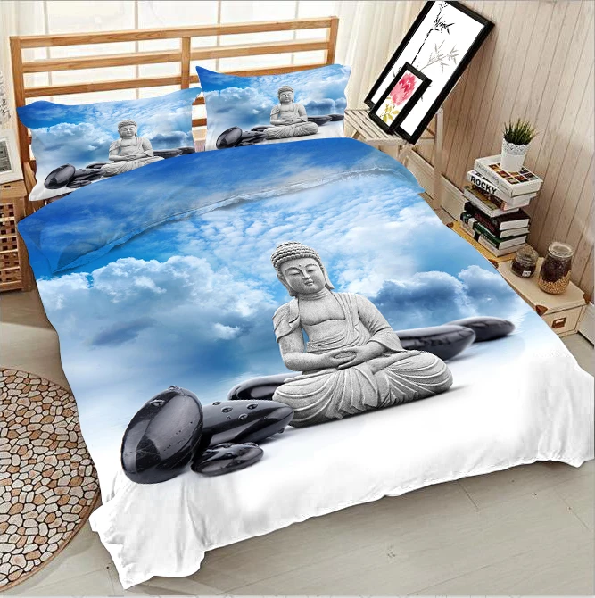 

Buddha map under blue sky 3d effect photo bed linen can be customized photo pattern
