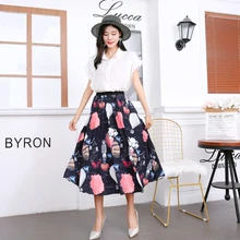 Летние женские юбки s новые женские юбки с принтом катрона плиссированные юбки средней длины с высокой талией Европейский уличный стиль