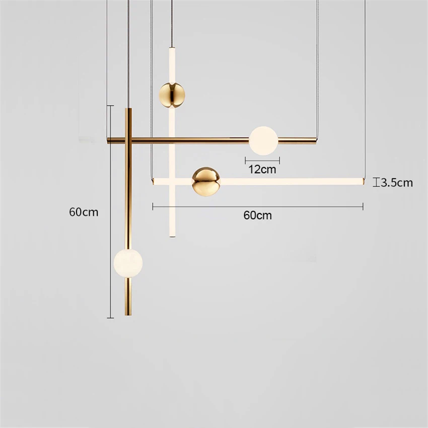 Светодиодный подвесной светильник в скандинавском стиле, подвесной светильник в виде чердака, металлический вертикальный блеск, домашний декор, подвесной светильник - Цвет корпуса: AABB 60CM