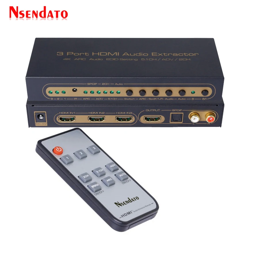 HDMI 1.4 3x1 Switch to RCA TOSLINK Optical SPDIF L/R 5.1 Audio Converter Support 4k 3D ARC 3 Ports HDMI Splitter Audio Extractor HDMI 1.4 3x1 Switch to RCA TOSLINK Optical SPDIF L/R 5.1 Audio Converter Support 4k 3D ARC 3 Ports HDMI Splitter Audio Extractor