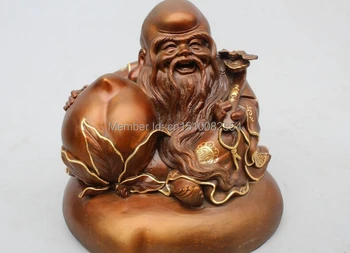 

8"China Buddhism Scarce Royal Bronze Gild god of longevity Ruyi Shou Wealth