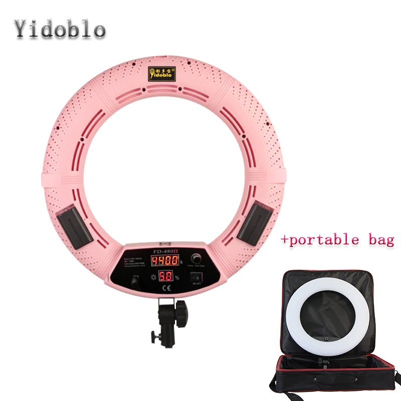 Кольцевой светильник Yidoblo FD 480II розовый двухцветный студийный с сумкой лампа для
