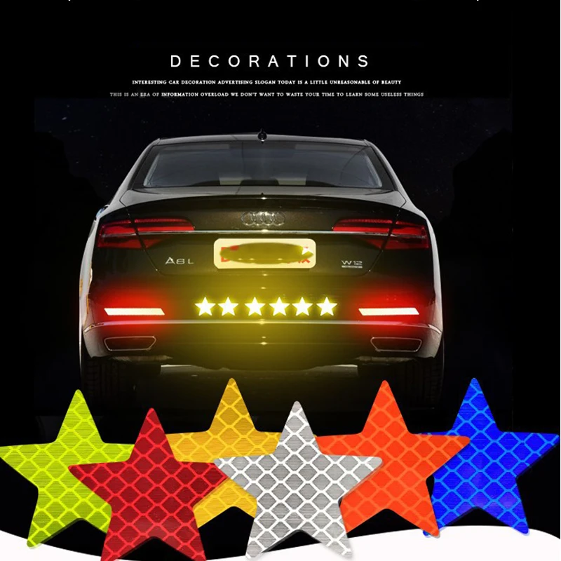 

5X Star For Cadillac CTS SRX ATS Lexus RX NX GS CT200H GS300 RX350 RX300 Saab 9-3 9-5 93 Car Crash Reflective Warning Sticker