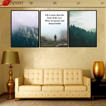 

Atfipan Wall Art Painting Wooden Framed Mountain Nature Landscape Canvas Painting Inspiring Quotes Picture For Living Room Decor