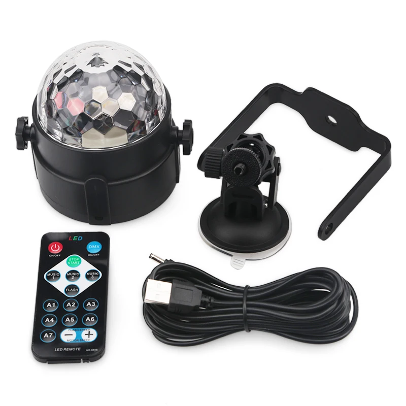 Мини RGB 3 Вт хрустальный магический шар лампы Светодиодные этап DJ КТВ Дискотека Лазерный свет Вечерние огни Звук ИК-пульт управление