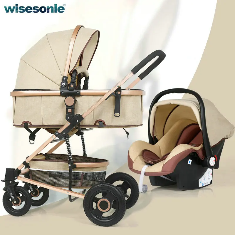 

Wisesonle 3 and 1 Baby stroller high landscape strollers can sit and fold two-way shock newborn baby cart