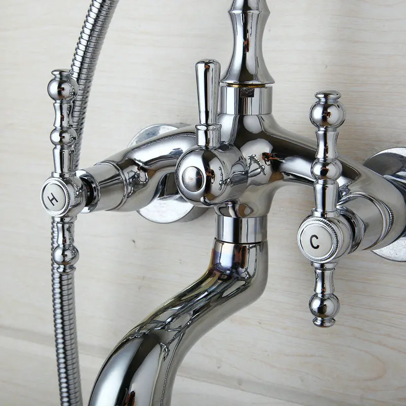JIENI хромированный латунный дождевой поток спрей смеситель для душа твердая латунь Bathroonm настенный набор для ванной ручной душ