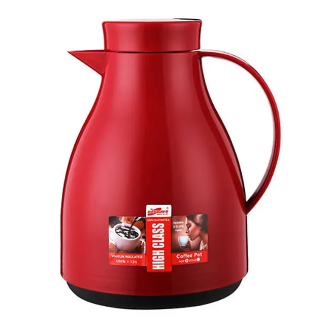 DAYDAYS Pink Glass Liner Thermos Flask Red Color Plastic Jug Thermos