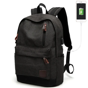 

Boshikang Anti-theft Men Backpack New Student School Bags Casual Cotton Canvas Men Backpack USB Charging Daily Men Bagpack