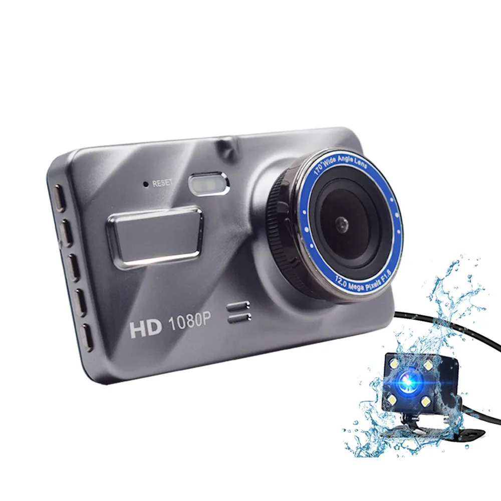 Регистраторы Двойной объектив Видеорегистраторы для автомобилей Камера Full HD 1080 P " IPS спереди+ сзади синий зеркало Ночное видение видео регистраторы парковка Мониторы