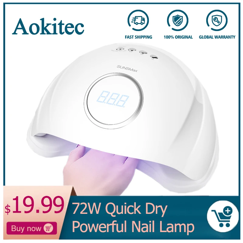 Aokitec 72 Вт лампа для ногтей маникюра Led УФ сушка всех гель леча с нижними гвоздями