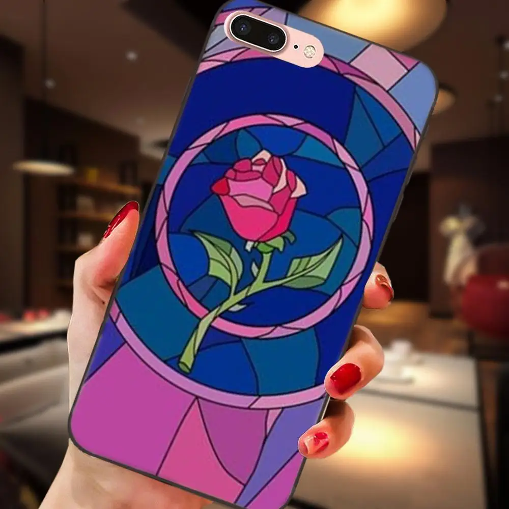 Красавица и Чудовище принцессы с рисунком розы для девочек тонкая huawei Y3 Y5 II Y6 Y7 Y9