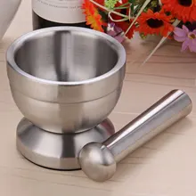 Doble de Acero Inoxidable Mortero y Maja Pedestal Cocina un Tazón Ajo Pugging Pot Hierbas Mills Picadoras PTSP