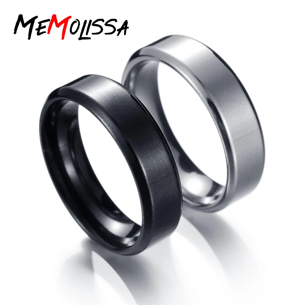 

MeMolissa Fortunately Black/Silver Women Men Polished Stainless Steel Ring Convention Jewelry Wedding Band Ring Valentine Gift