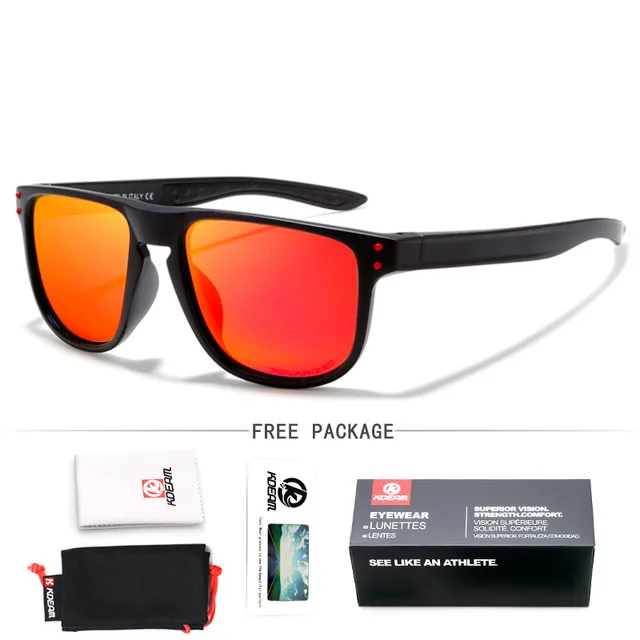 KDEAM поляризационные солнцезащитные очки в спортивном стиле для мужчин, Ультралегкая оправа, Винтажные Солнцезащитные очки Polaroid, очки с квадратной оправой, мужские солнцезащитные очки XH11 - Цвет линз: Red Lens