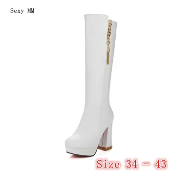 

Spring Autumn Women Thigh High Boots Woman Platform Knee High Boots Ladies High Heels Botas Plus Size 34 - 40 41 42 43