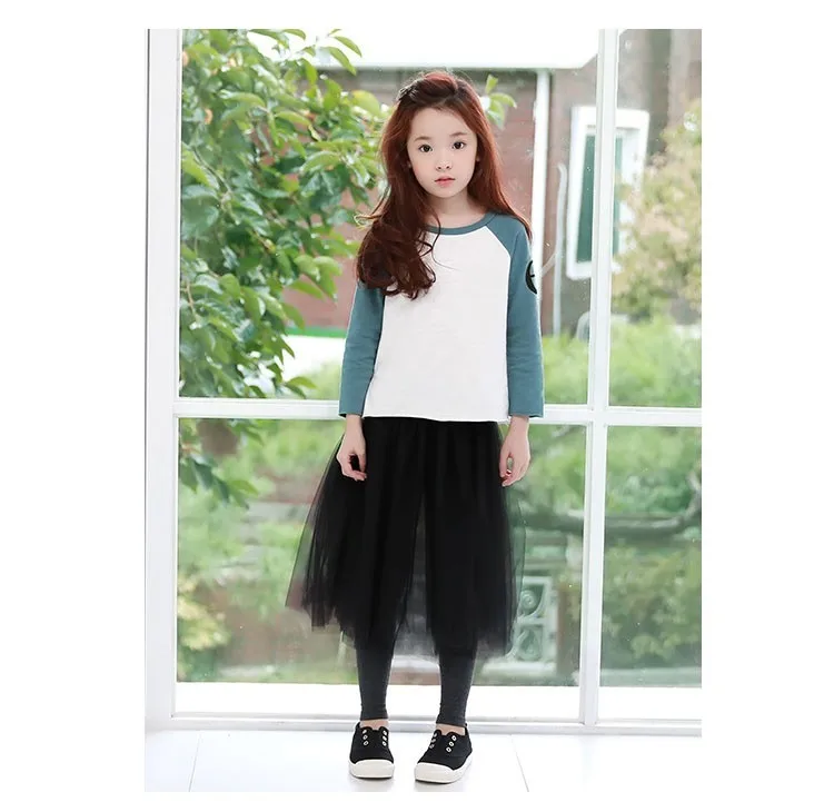 fashion girls leggings with long mesh skirt pants black teenagers baby kids leggings for girls 2017 spring autumn children pants clothing (15)