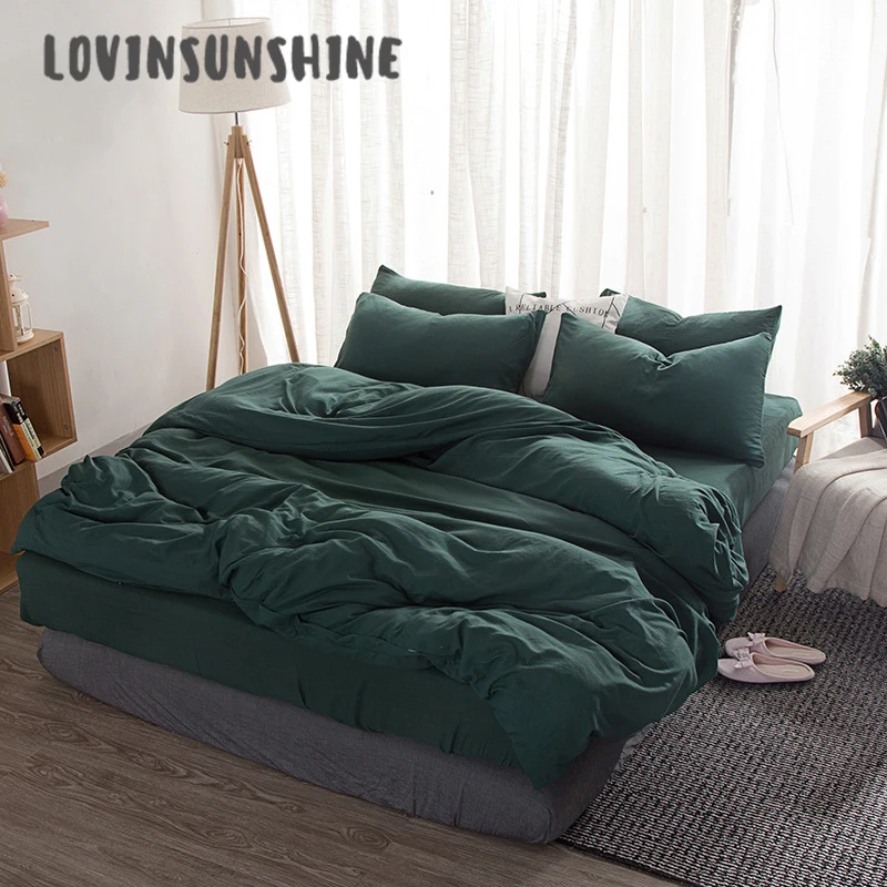 

LOVINSUNSHINE Bed Sheets And Pillowcase Bed Duvet Cover Solid Color For Adult Comforter King Size AB#108