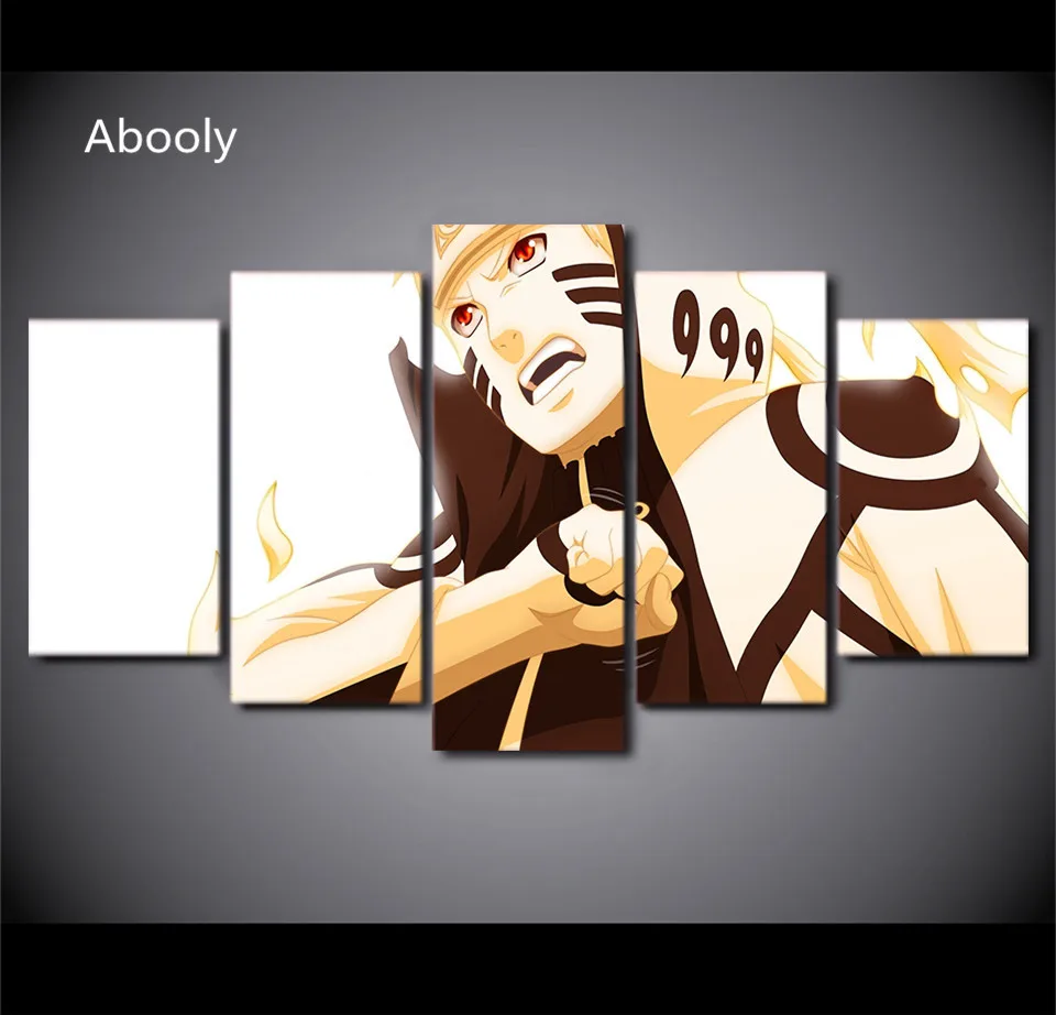 HD Printed 5 Piece Canvas Art Anime Poster Naruto Excited Canvas