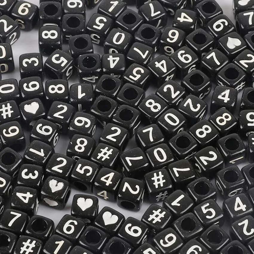 29,$2.2,200个,黑底白字数字珠子6x6mm