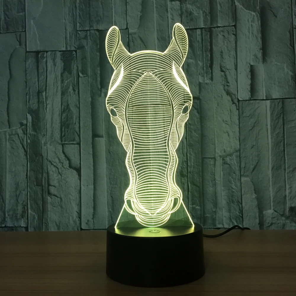 Новые Детские Игрушечные лошадки прекрасная лошадь 3D иллюзия Светодиодные ночники красочный акриловой настольная лампа для вечерние