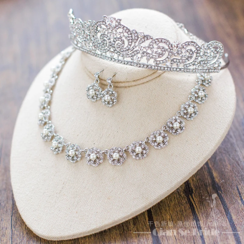 Fashion crystal necklace clear stone women prom evening jewelry flower