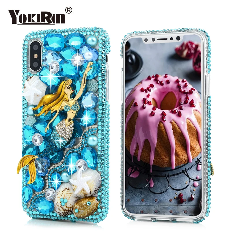 YOKIRIN Стразы чехол для iPhone X ручной работы роскошный 3D Русалка Блеск Кристалл Алмаз