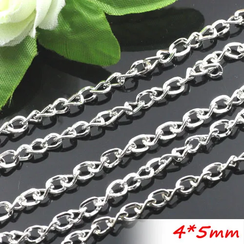 

9 Colors 4*5MM Anti-twisted Curb Links Metal Jewelry Necklace Chains 100 Meters/Troll Packing Fashion diy Accessories
