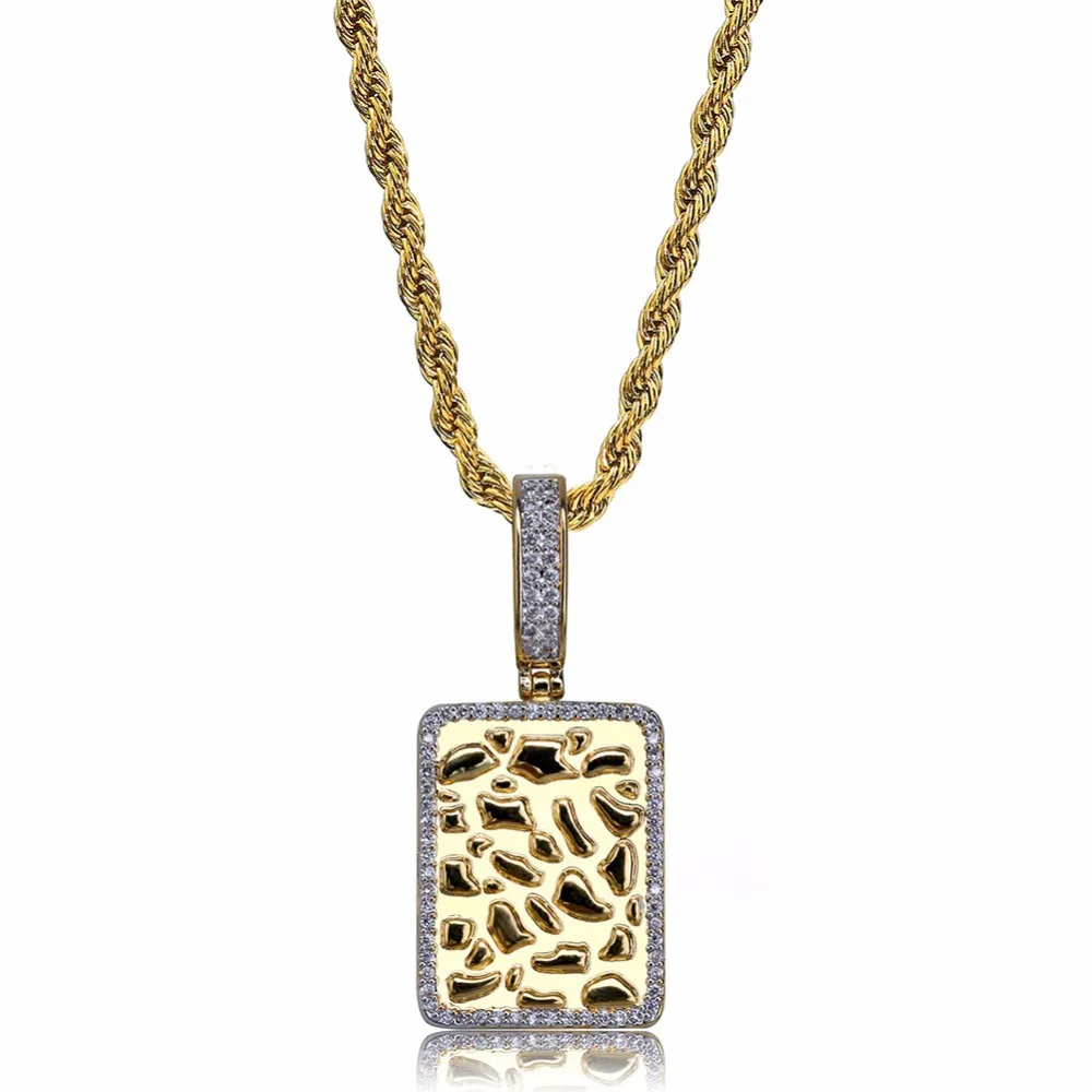 

Custom wholesale hip hop mens necklace charms hip hop Bullion rectangular pendant chains for guys drop shipping APK3123