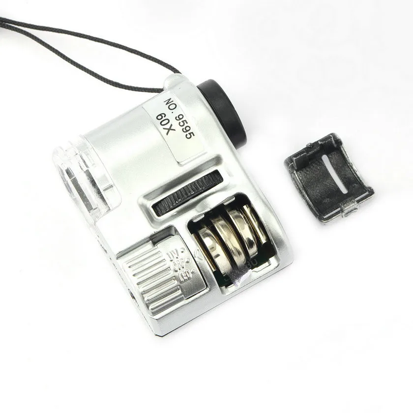 Brand New Mini Lens 60X Pocket Magnifier Microscope With LED Light Jewelry Jeweler Loupe Currency Dectector