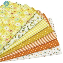 7pcs Yellow Cotton Quilts Fabric for DIY Sewing Patchwork Kids Bedding Bags Tilda Doll Baby Cloth Textiles Fabric 50*50cm