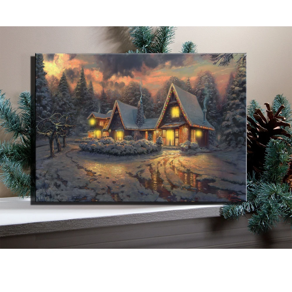 6pcs Led Lights Illuminart Village Cottages In Winter Snowy Scene ...