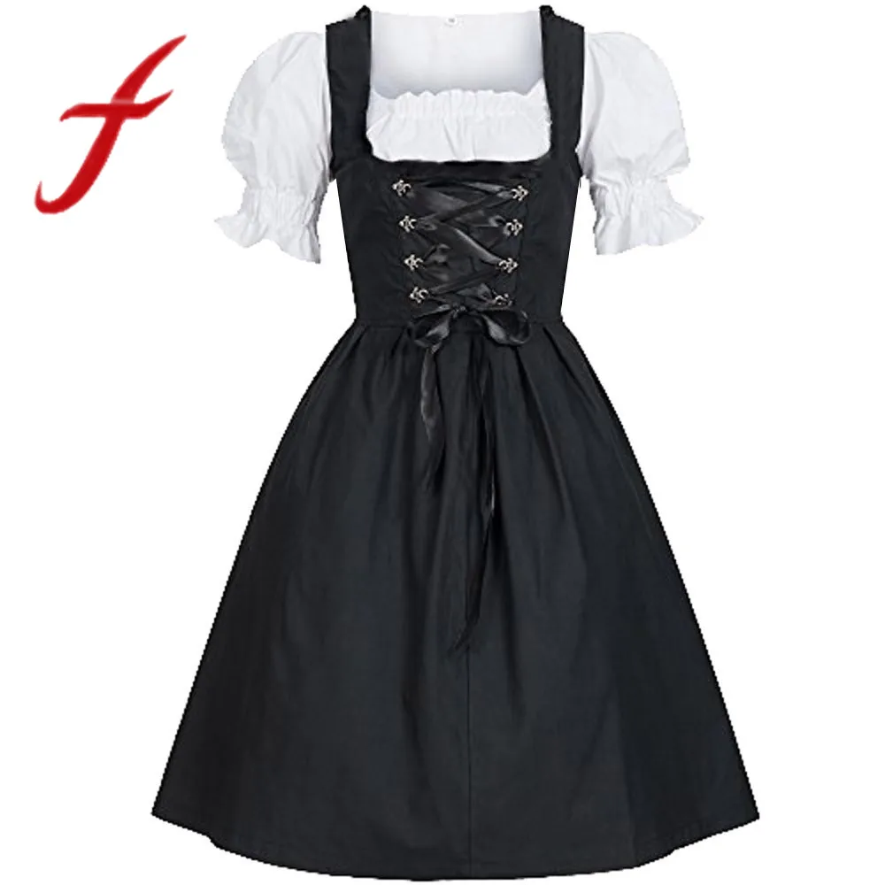 

Feitong Oktoberfest Beer Women Girl Costume Maid Wench Germany Bavarian Short Sleeve Fancy Dress Dirndl For Adult Women Dress