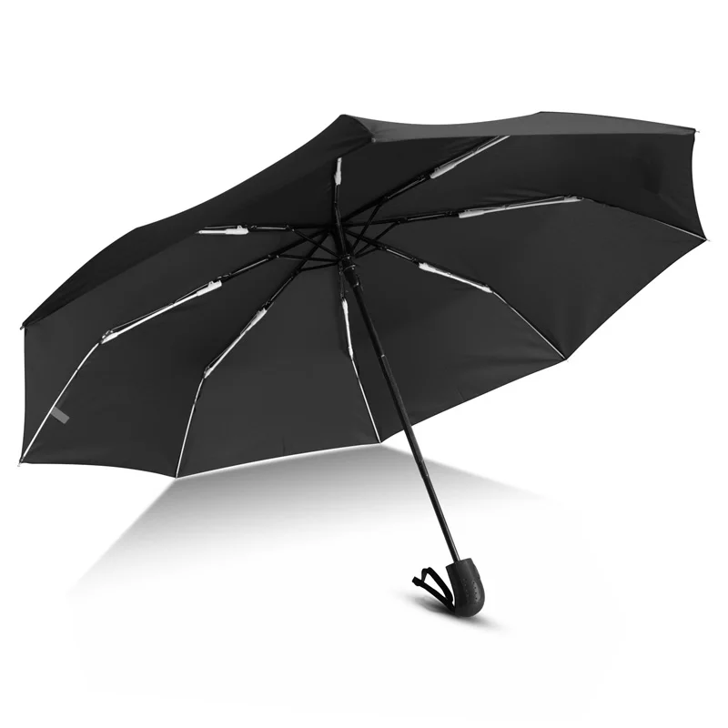 Автоматический 3 складной зонтик дождь для женщин и мужчин мини легкий и прочный яркий зонтик дети дропшиппинг пляжный зонт - Цвет: Black