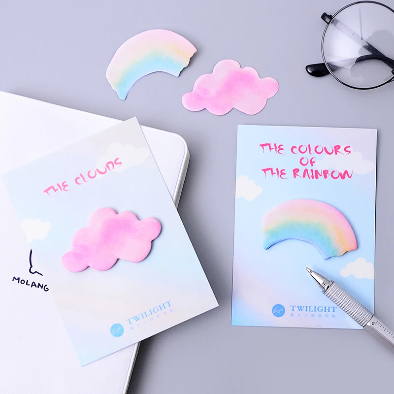 

2 pcs/lot Creative Rainbow Cloud Memo Pad Sticky Notes Memo Notebook Sticker School Supplies Stationery Free Shipping