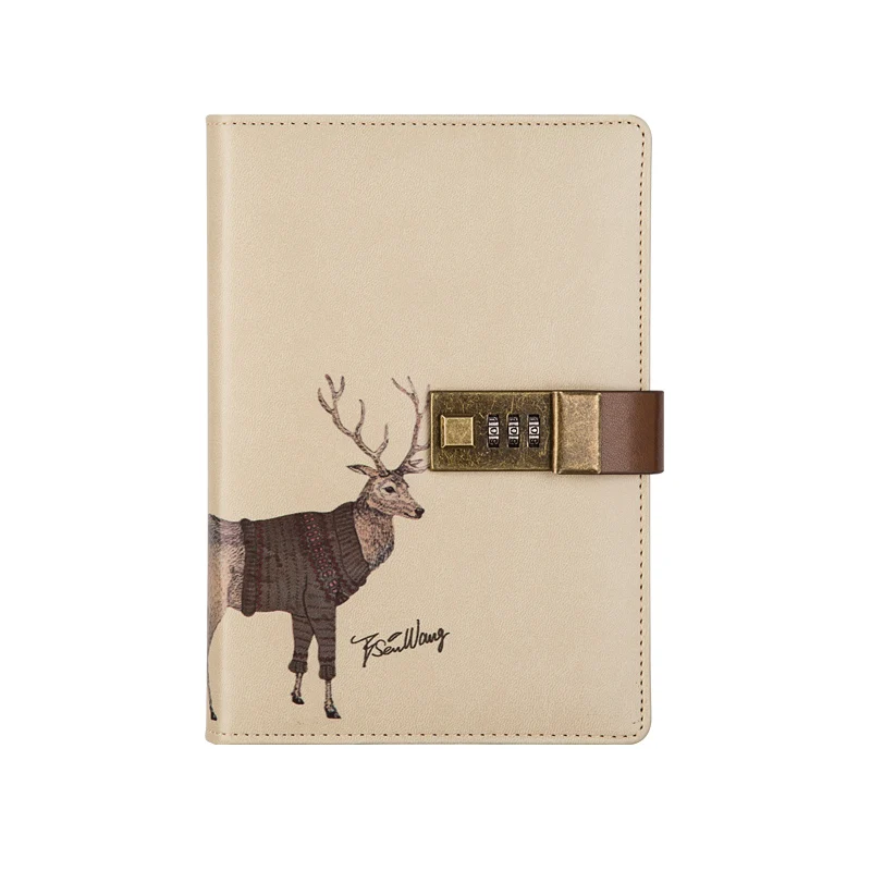 Дневник с замком, блокнот, запасной кожаный журнал, симпатичный висячий замок, дневник, кавайный планировщик, планировщик - Цвет: deer