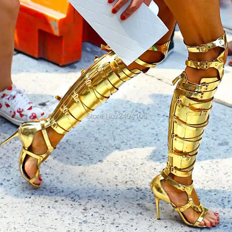 gold gladiator high heels