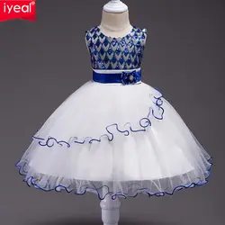 IYEAL/платье с цветочным узором для девочек, детские платья для дня рождения, элегантные модные детские свадебные платья принцессы с
