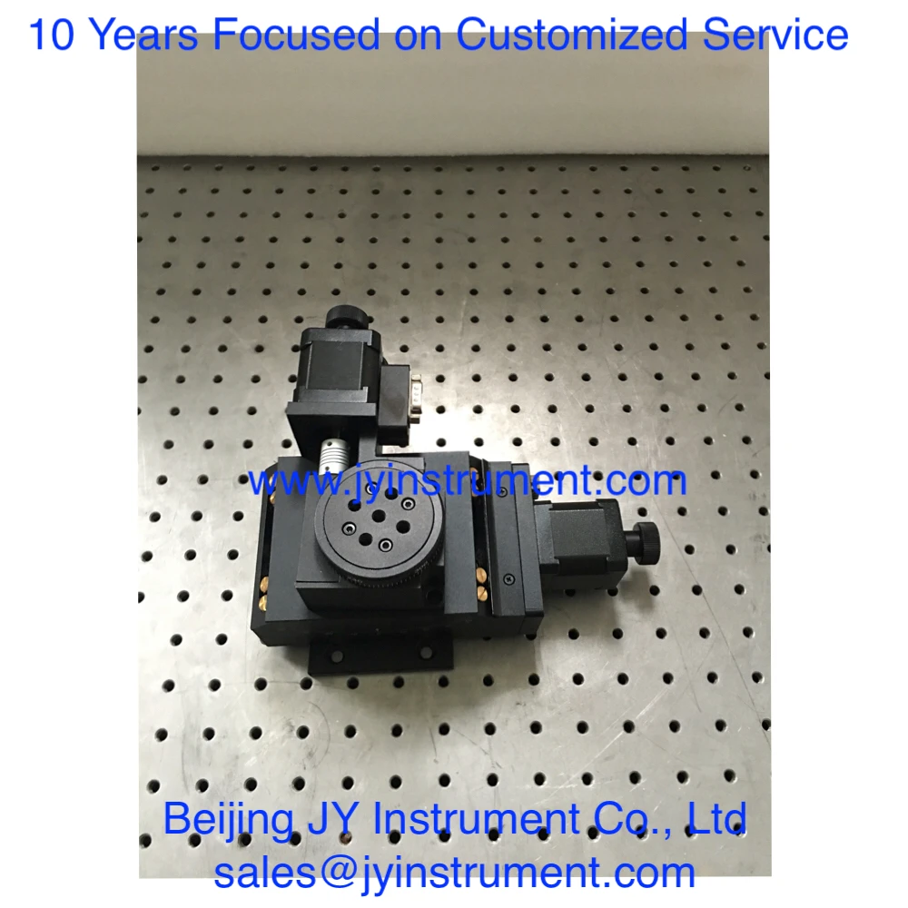

Mini Motorized rotary stage 60mm diameter with goniometer stage, angle range +/-40 degree